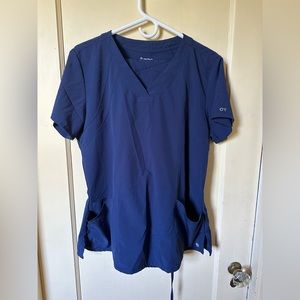 Barco One Scrubs Set (3-Pocket Top & Jogger Bottoms) - Size L, Navy Blue